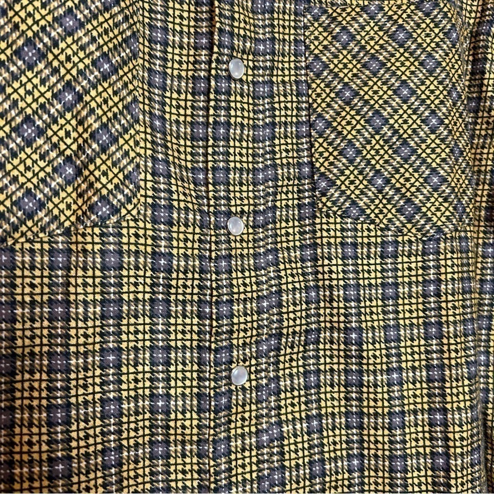 HABAND Mens Quality & Comfort Vintage Pearl Snap Plaid Shirt w/ Pearl Snap Cuffs - Picture 9 of 11